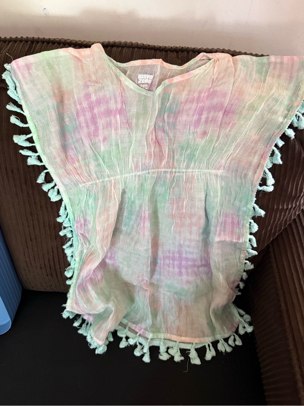 Wave Zone Girls' Pastel Tie-Dye Tassel Swim Cover-Up